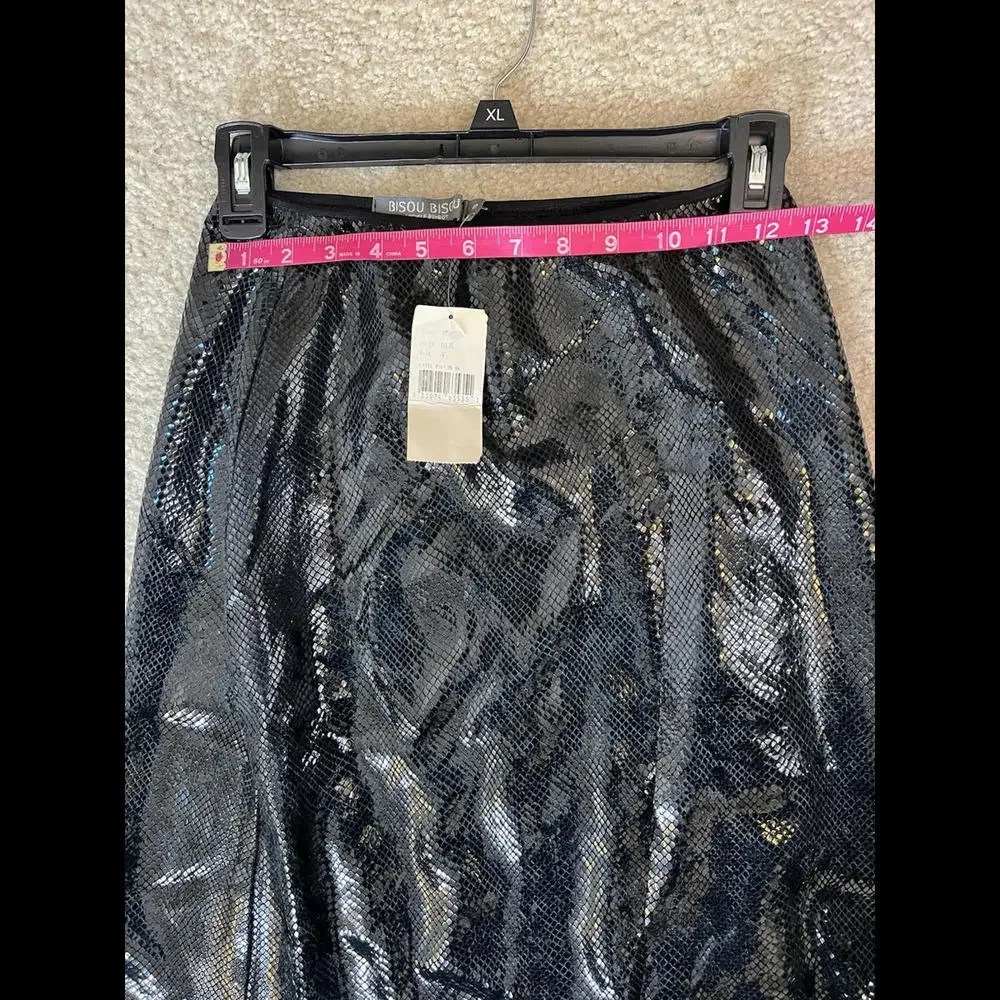 Bisou Bisou Black Sequin Pull-On Skirt Women’s Size S NWT Party‎ Holiday Shine